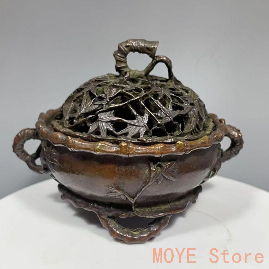 銅 細工 透かし彫り蓮華香炉 室内アロマ炉 茶道具 香道具 装飾品 工芸品 置物 銅 細工 香炉 蓮華薫香炉 盤香炉 茶室焚香炉 茶道具 香道具 工芸