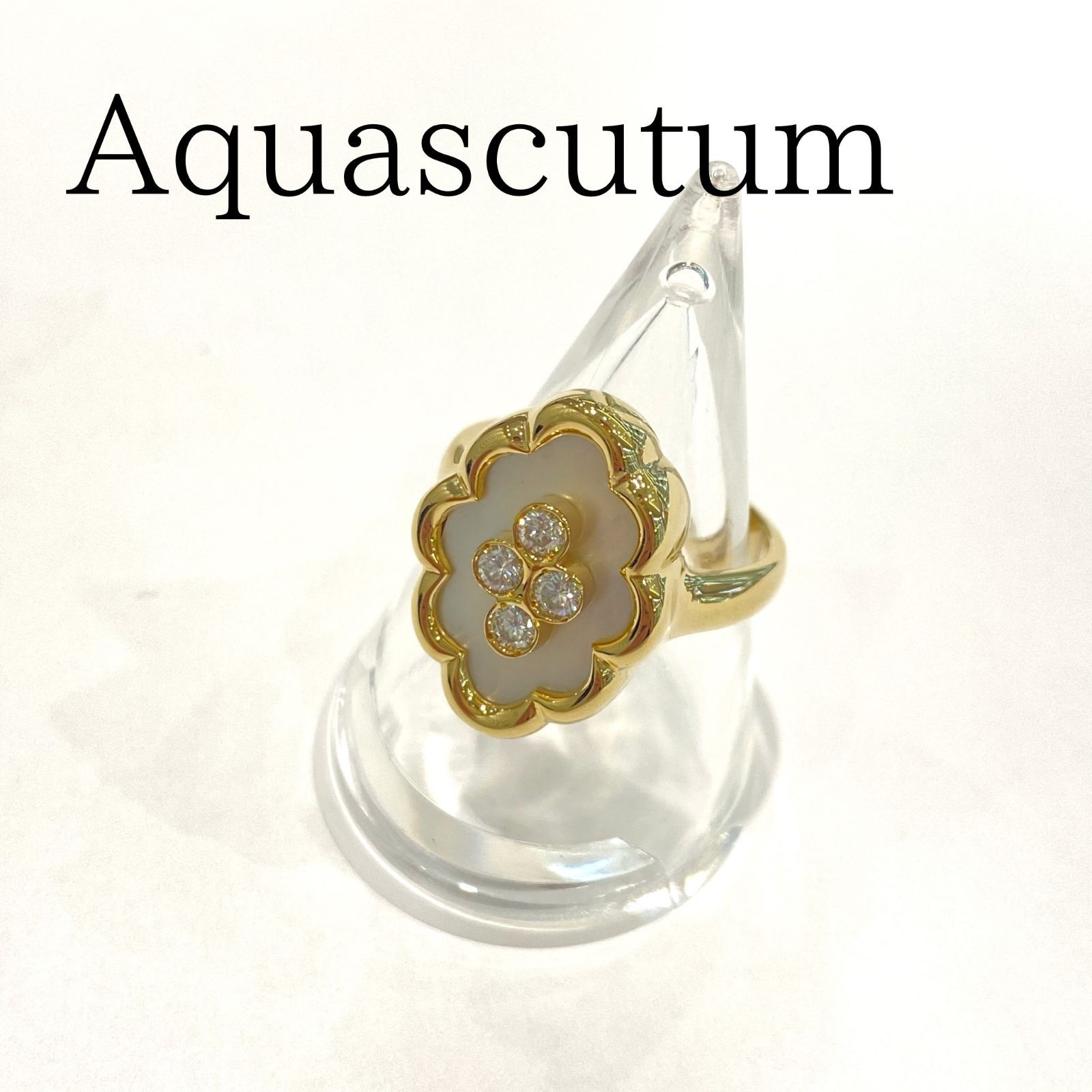 美品🌟Aquascutum アクアスキュータム シェル ダイヤモンド リング 