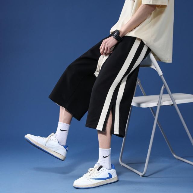 秋冬 コーデ メンズ  服 シンプル ファッション オシャレ 大人 かっこいい 大きいサイズ ストリート 紳士服 ゆったり スポーツ パンツ アウターウェア クロップド アメリカン スリット