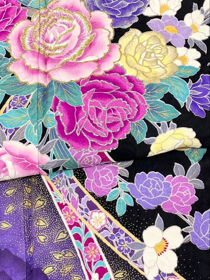 振袖 刺繍 金彩 銀彩 薔薇 ふくれ織紋意匠 S202