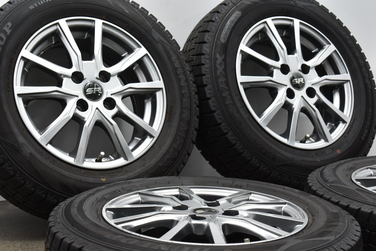 【美品 バリ溝】ELBE 14in 5.5J +38 PCD100 ダンロップ ウインターマックス WM02 175/70R14 アクア ヴィッツ ヤリス カローラフィールダー