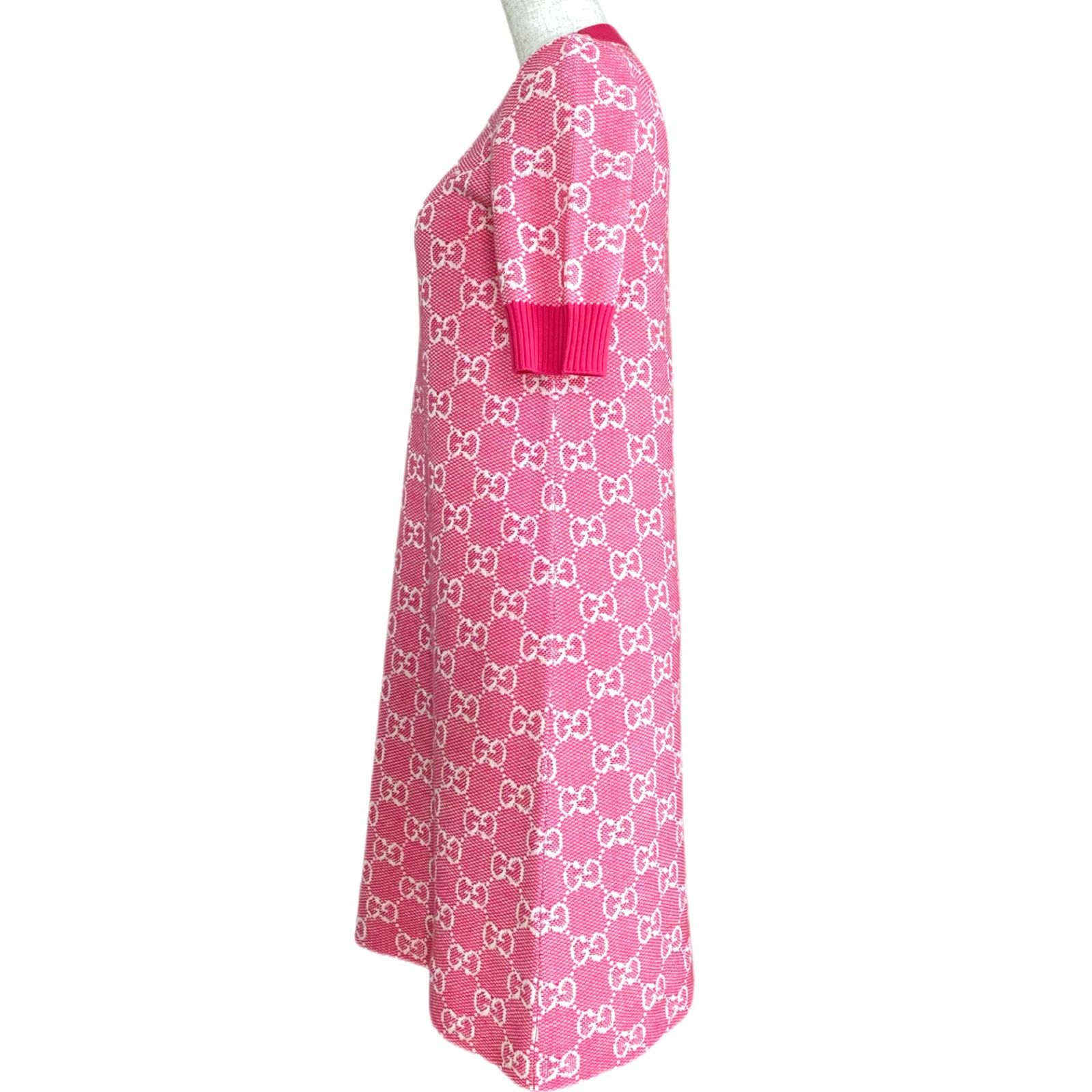 グッチ GG コットンウール ピケ　ニットワンピース XXS レディース ピンク GUCCI - グッチ GG コットンウール ピケ ニットワンピース XXS