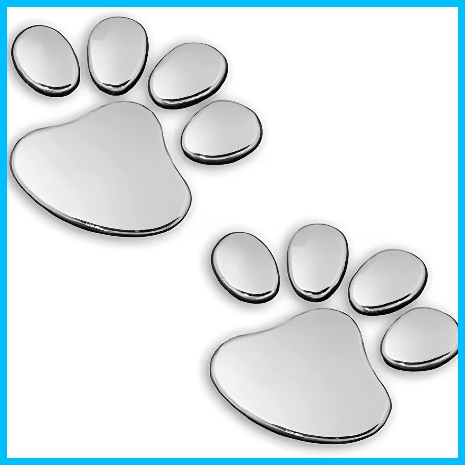 肉球 ステッカー シルバー 銀色 立体 動物 足跡 3D エンブレム 犬 猫 通販