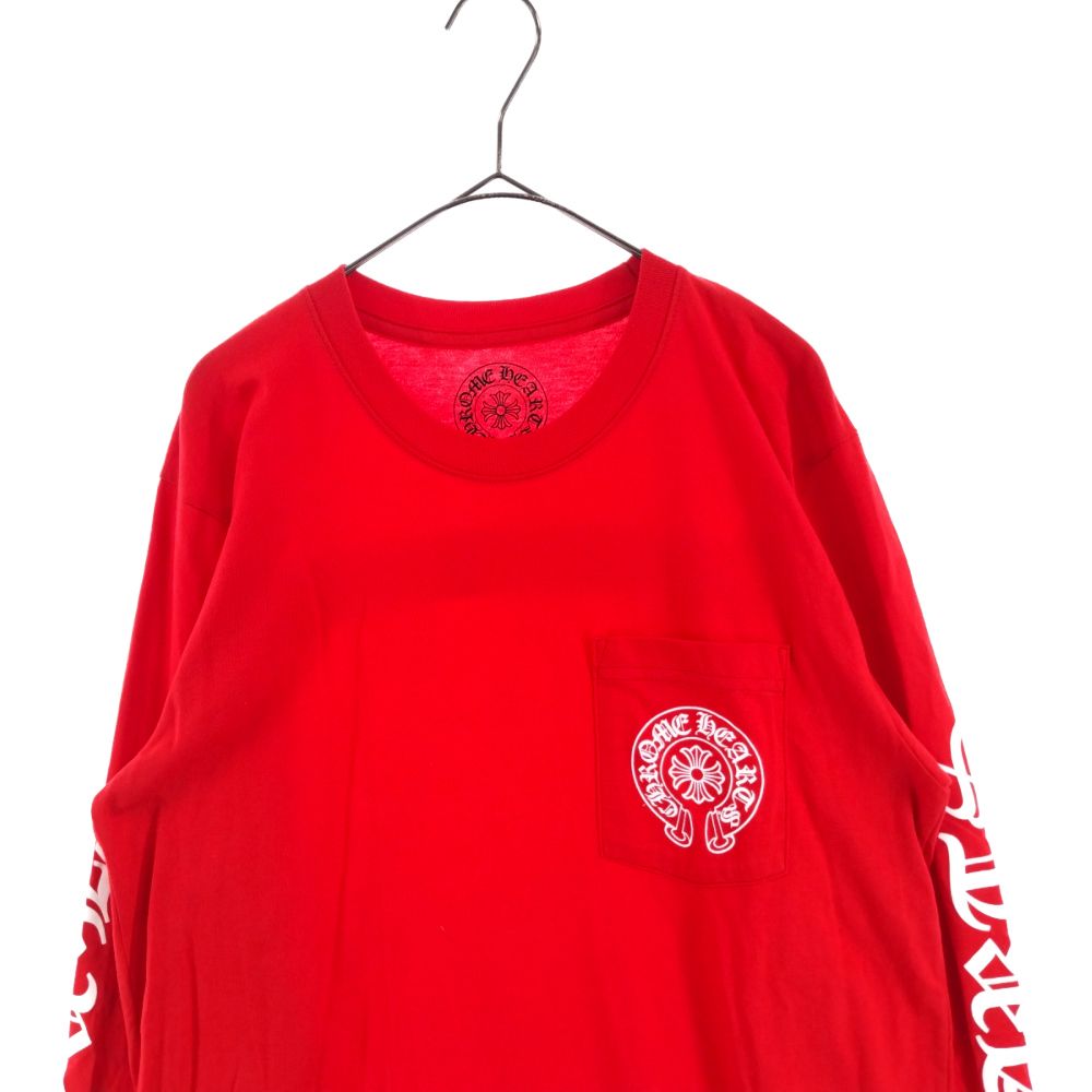 CHROME HEARTS (クロムハーツ) Red Back Scroll Logo LS Tee バック ...