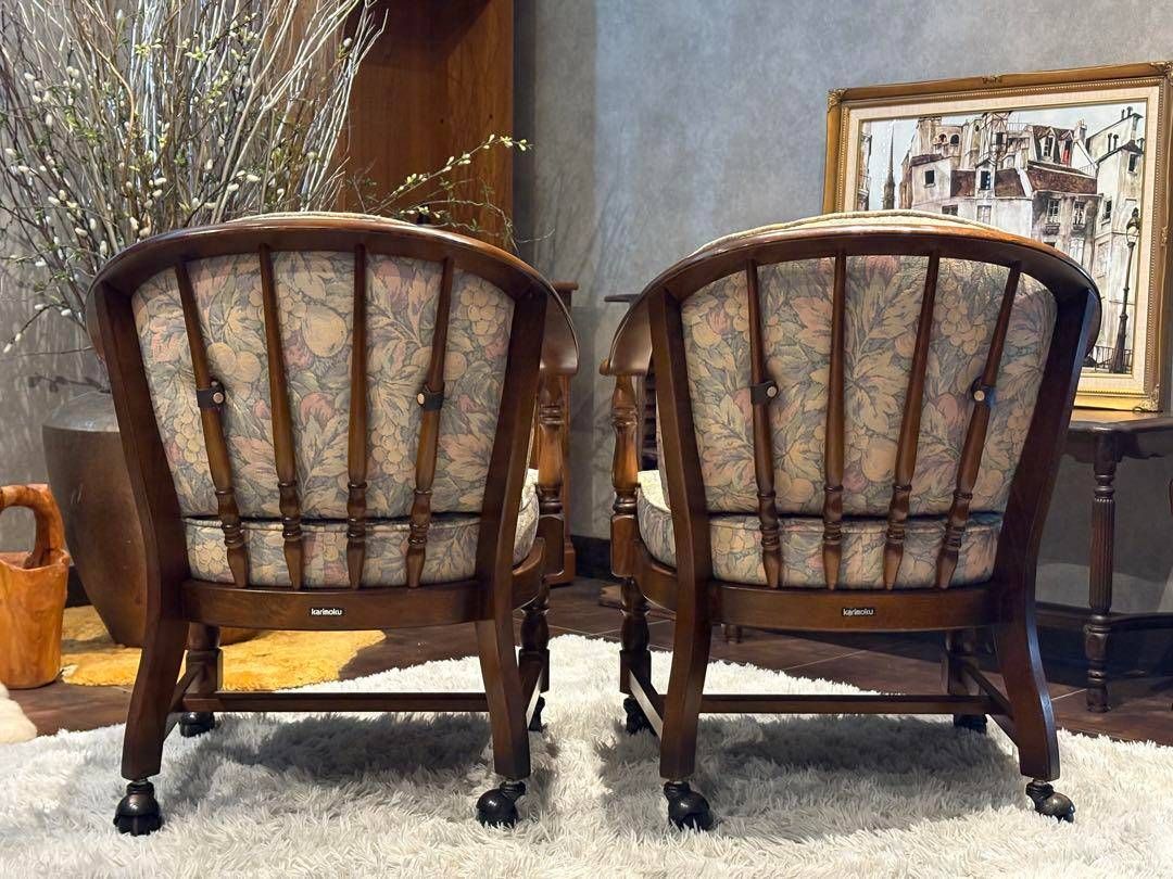 ①karimoku カリモク アームチェア ダイニングチェア キャスター付 nZ