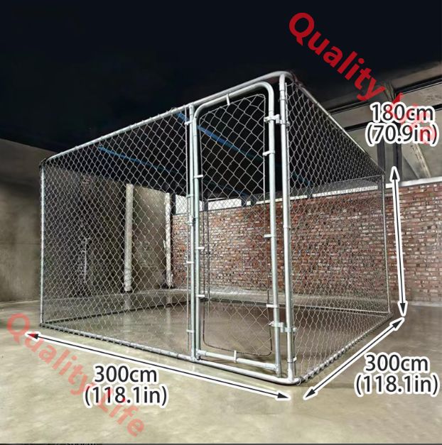 四角い形のウサギ用ケージ 大型の金属製鶏小屋 屋外の裏庭の農場の芝生の小動物用のウォークインモルモットハウス 300*300*180CM STEELWINDOWSANDDOORS_COM