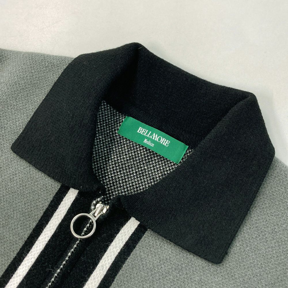 サイズ：M BELLMORE ベルモア ニットジップジャケット グレー系