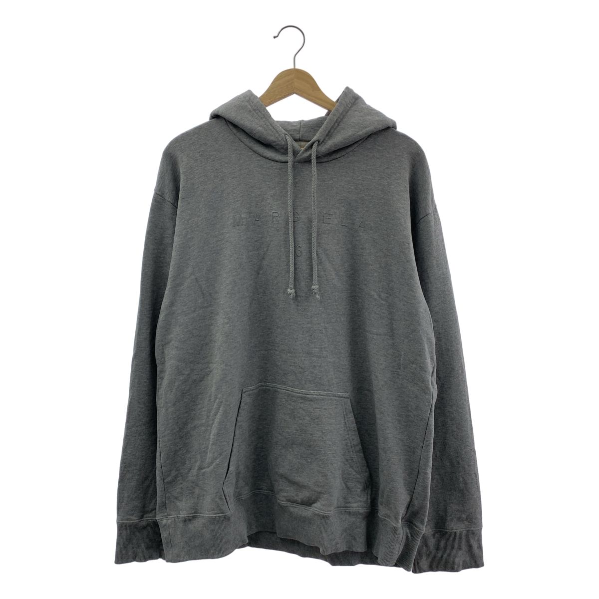 MM6 Maison Margiela / エムエムシックスメゾンマルジェラ | 2021AW | ロゴ刺しゅう オーバーサイズ フーディ プルオーバーパーカー | M | グレー | レディース