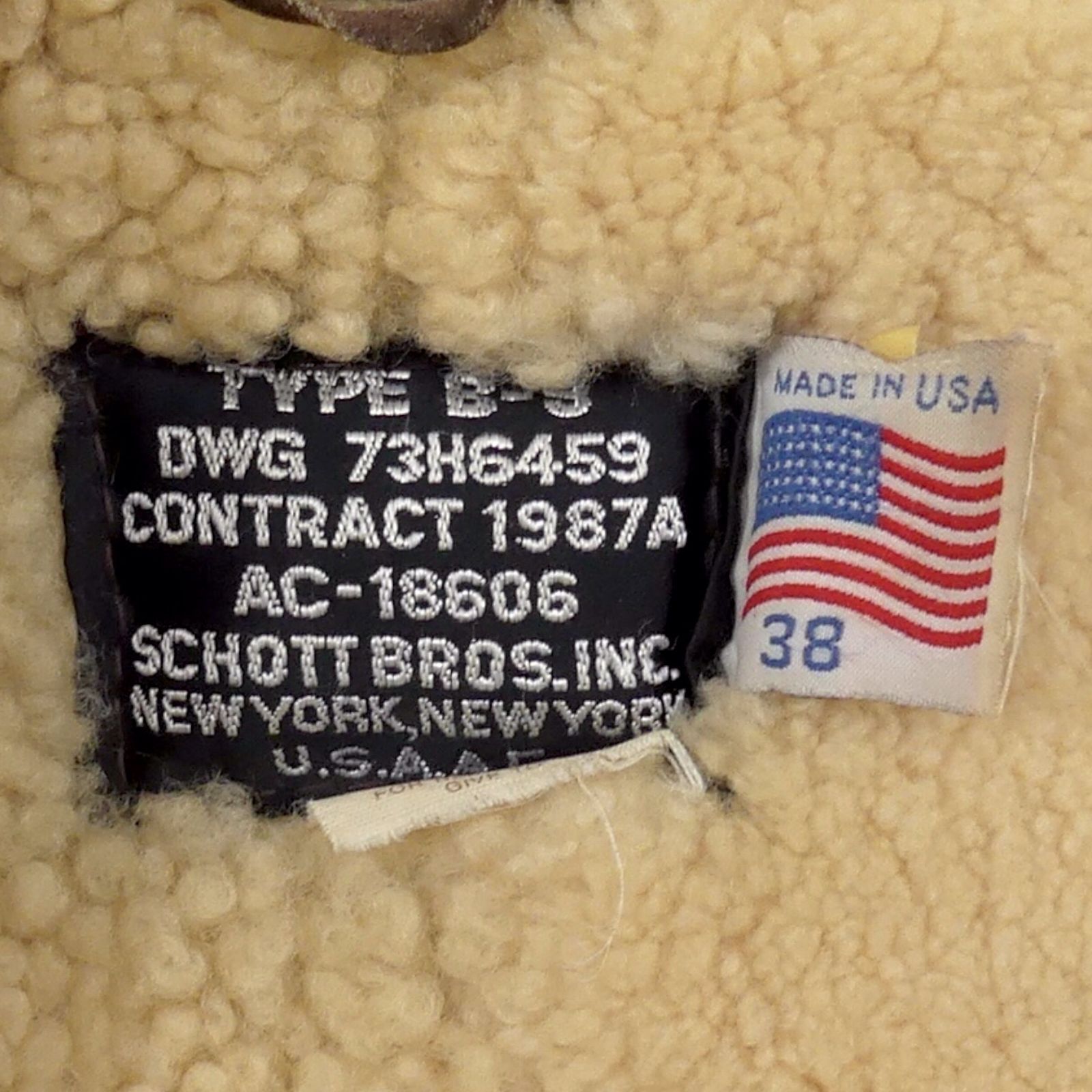 Schott ショット B-9 フライトジャケット 38 茶 USA製 アメリカ製 M 本