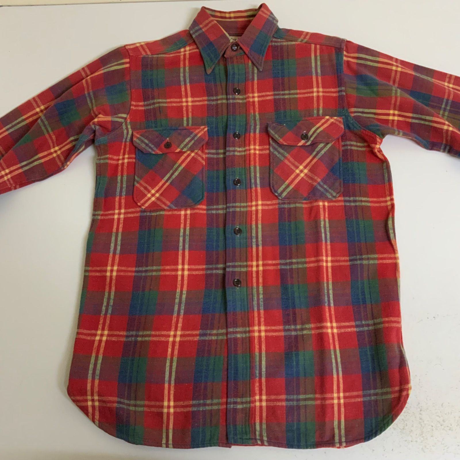 40's Pilgrim ネルシャツ 赤 マチ付き