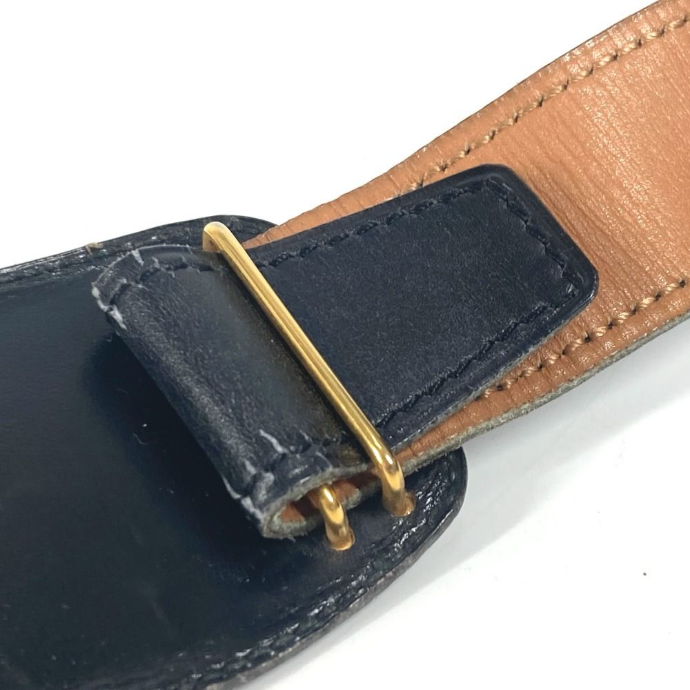 HERMES エルメス ベルト ヴィンテージ バックル レザー ブラック