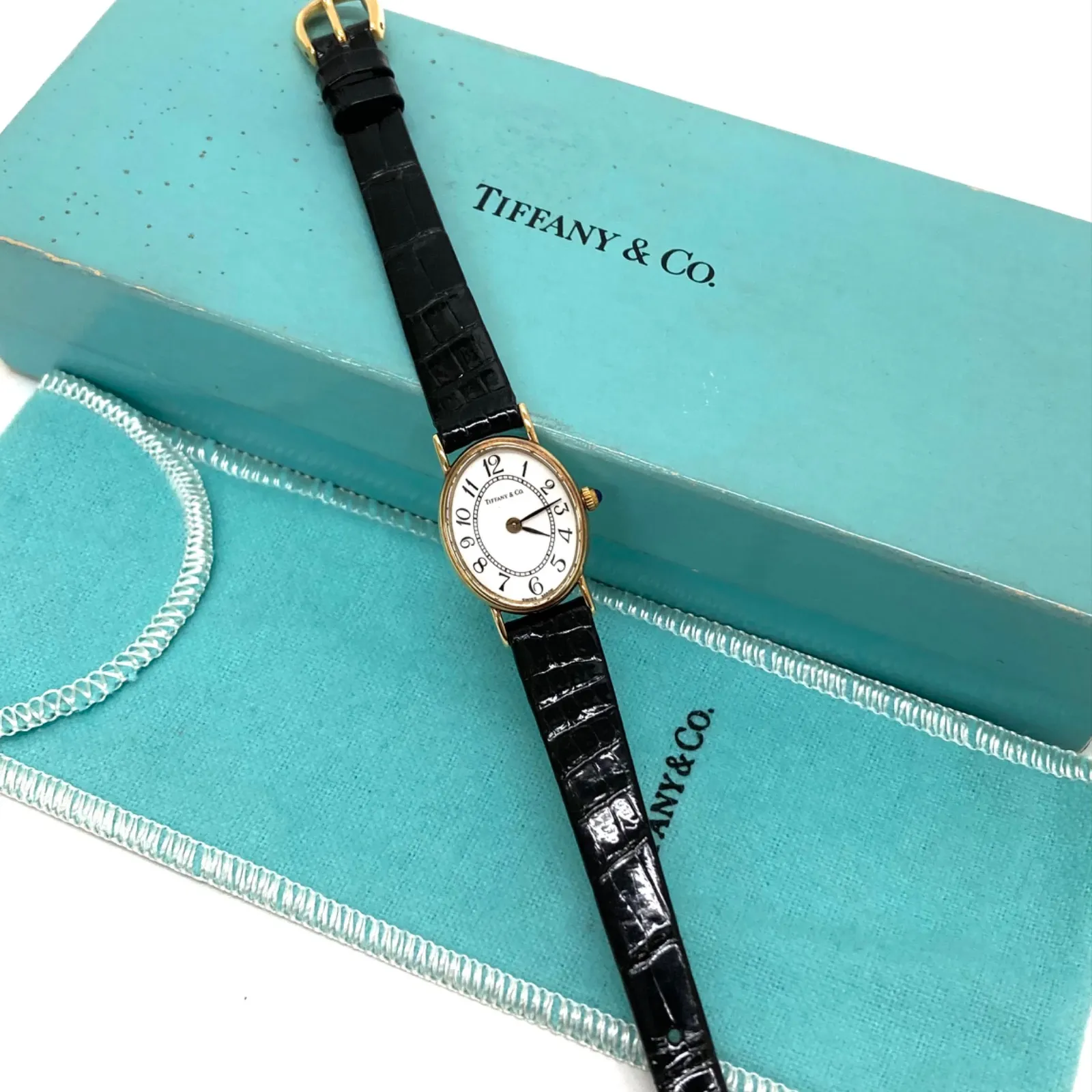 ★【TIFFANY＆CO 】ティファ二－ １４K 腕時計 レザー クォーツ/ab1200 TIFFANY\u0026Co. ティファニー 腕時計 K14イエローゴールド クオーツ