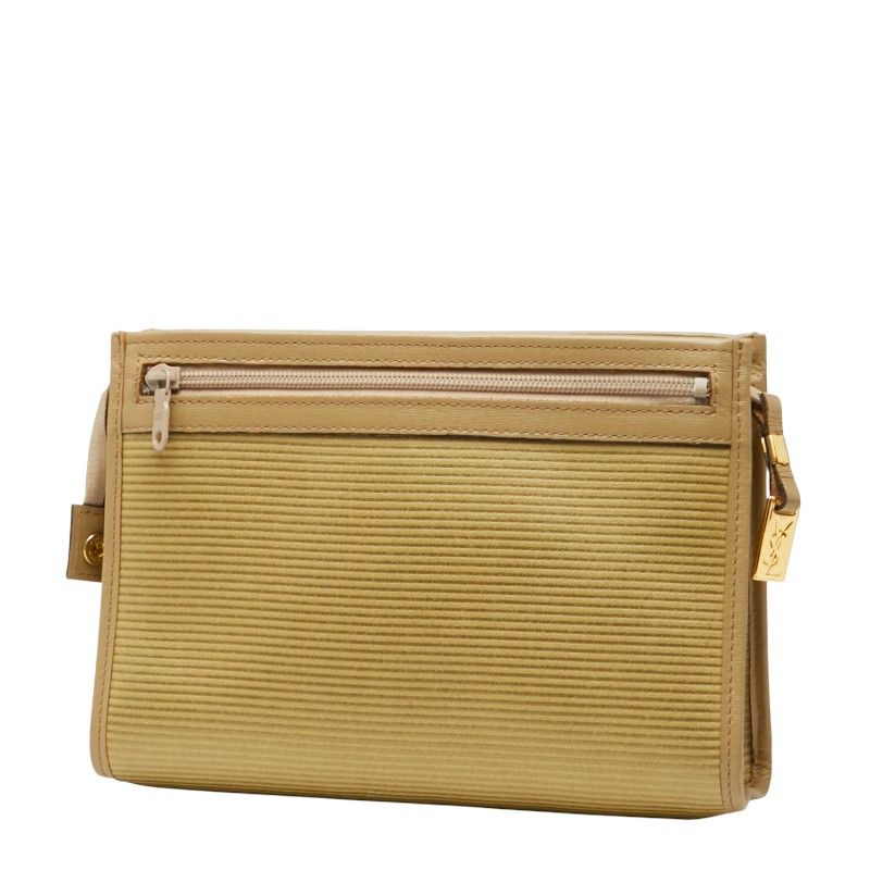 サンローラン YSLロゴ セカンドバッグ クラッチバッグ ベージュ PVC