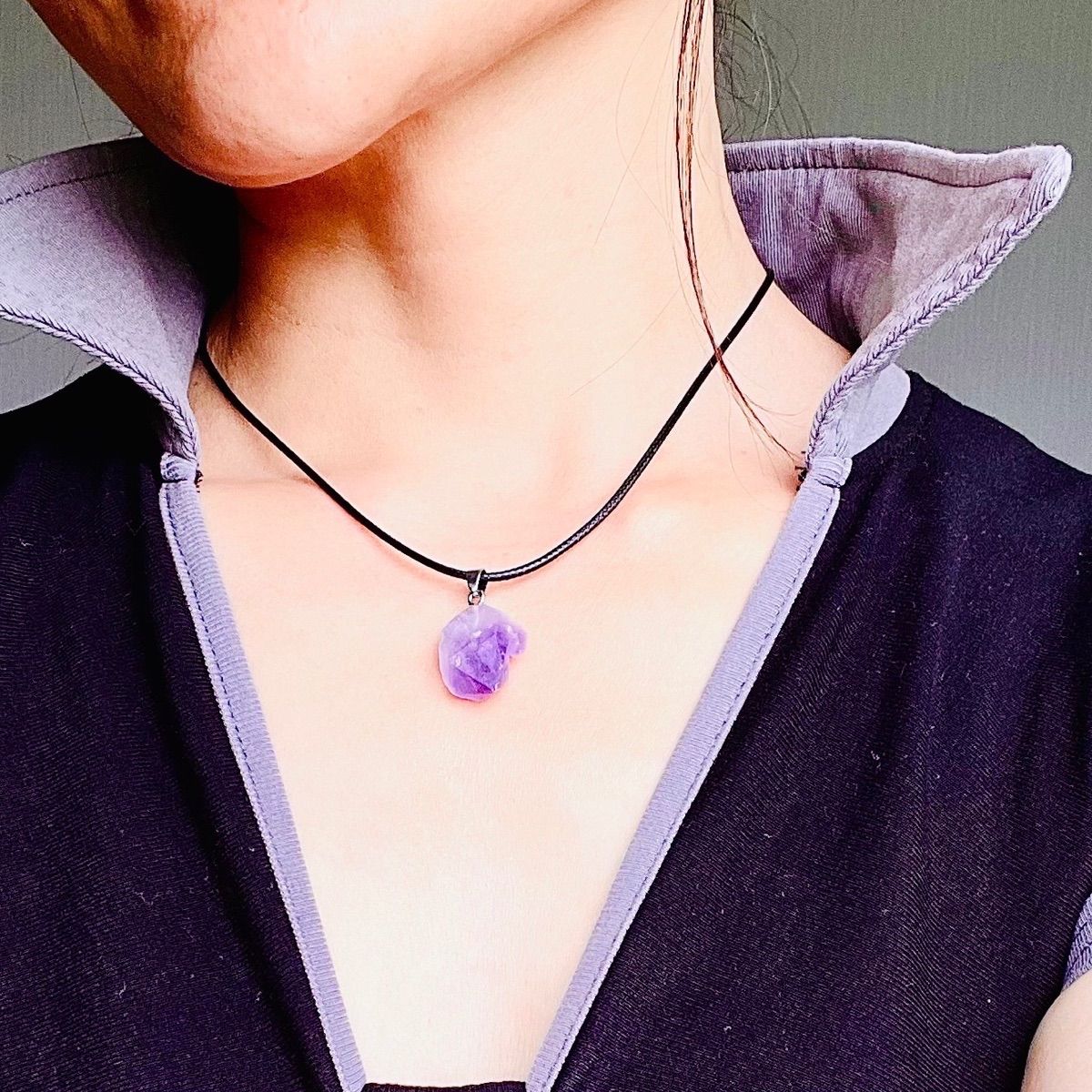 愛の守護石 アメジスト紫水晶 原石 ネックレス 天然石 お守り - メルカリ