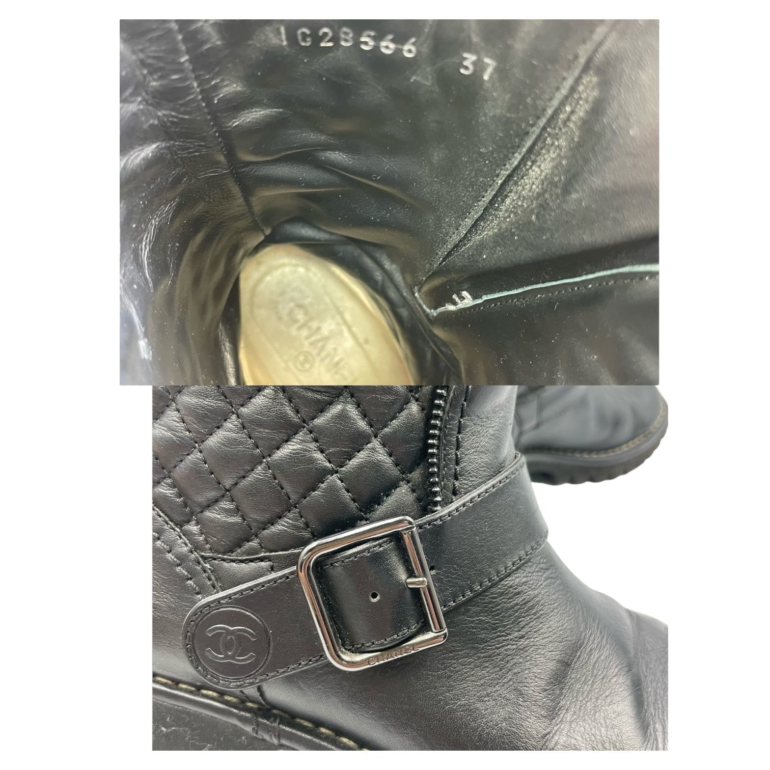 美品 CHANEL シャネル エンジニアブーツ マトラッセ
