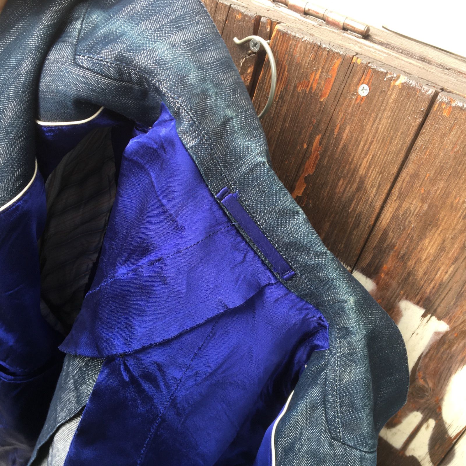 BLUEBLUEユーズド加工デニムテーラードジャケットハリウッドランチマーケット BLUEBLUEユーズド加工デニムテーラードジャケットハリウッド