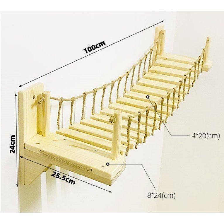 猫 壁掛け つり橋 おもちゃ に飾りを付けるキャットウォーク DIY おしゃれ ステップ 吊り橋 ペット家具 1m|1.2m|1.4m