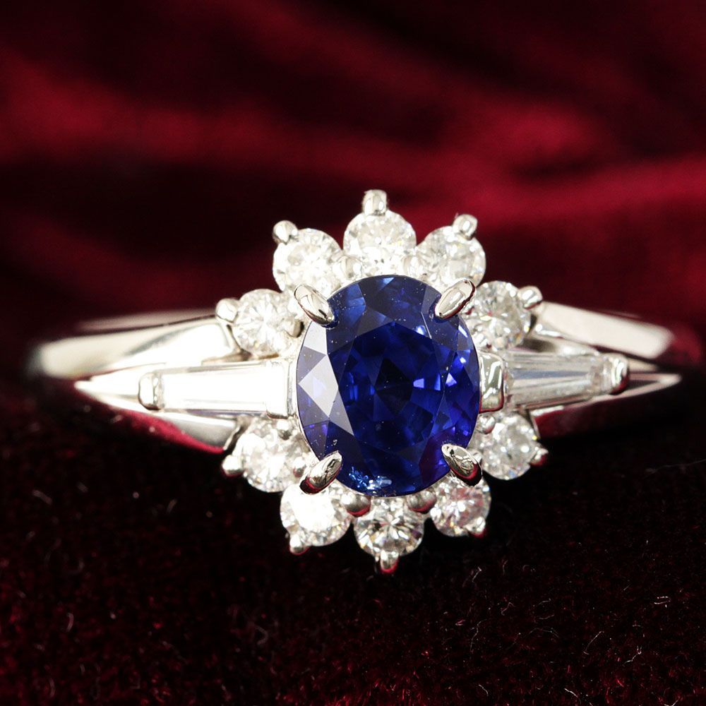 最高品質！ ロイヤルブルー 1ct サファイア ダイヤ プラチナ リング 鑑別 最高品質！ ロイヤルブルー 1ct サファイア ダイヤモンド