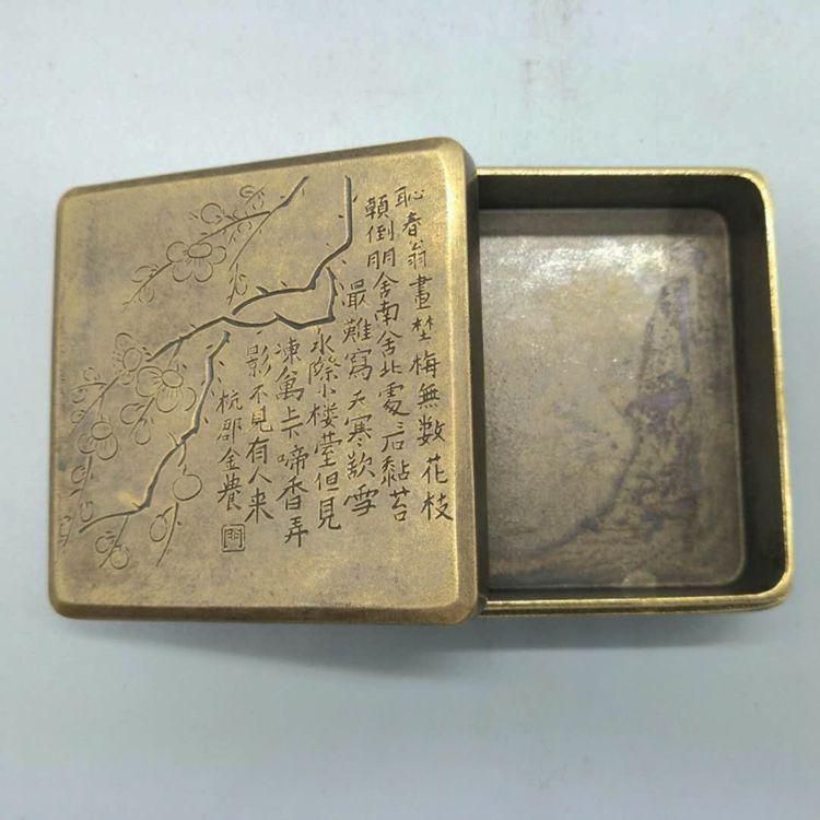 銅製 梅花墨盒 書道墨盒 印泥盒 香盒工芸品  美術品  置物 銅製 梅花墨盒 書道墨盒 印泥盒 香盒工芸品 美術品 置物 - メルカリ