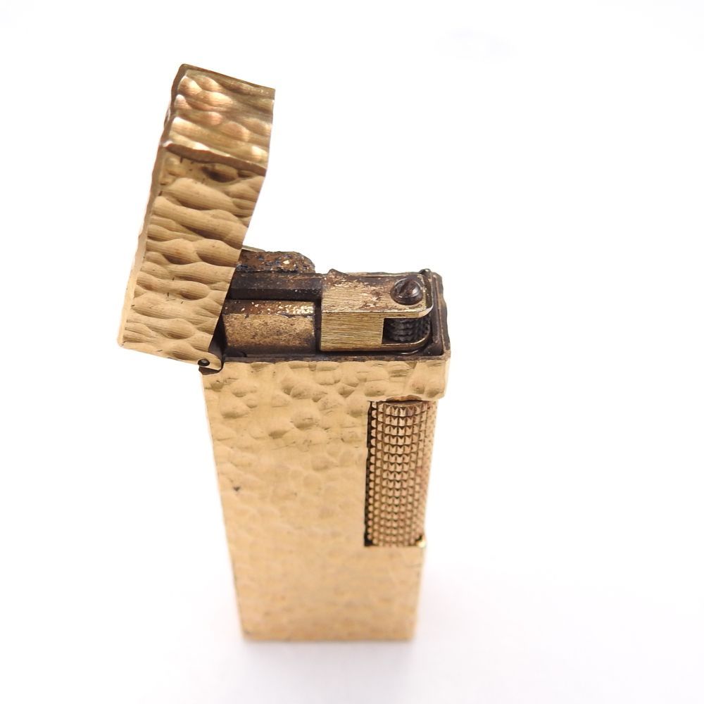 着火未 ダンヒル dunhill ローラーガスライター ゴールド 柄物 現状