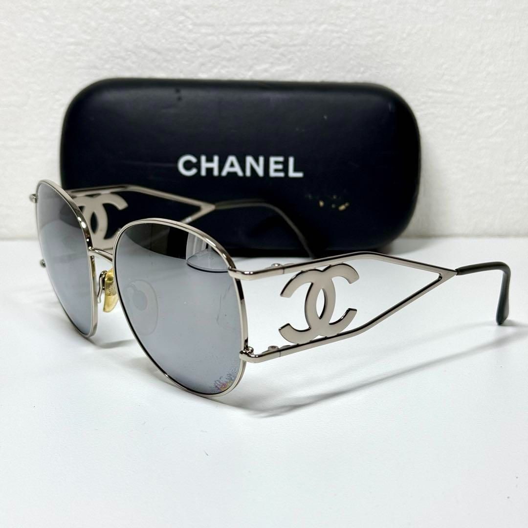 CHANEL サングラス メタル ココマーク シルバー ヴィンテージ シャネル 激 05258 45002