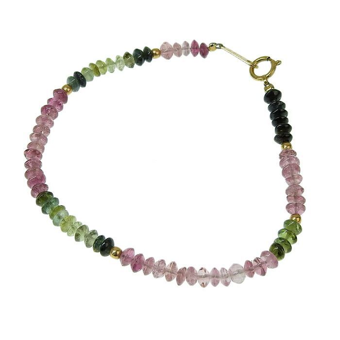 750 K18 YG カラーストーン ブレスレット