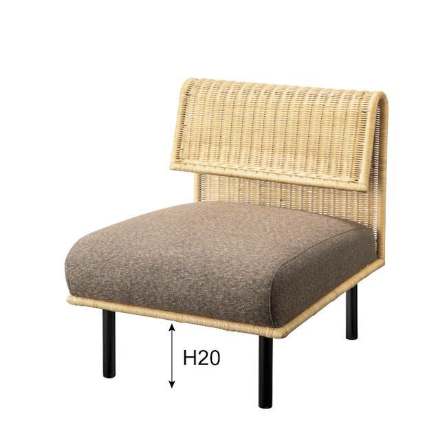 アームレスラタンソファー1人掛け ソファ 籐 チェアー 座椅子