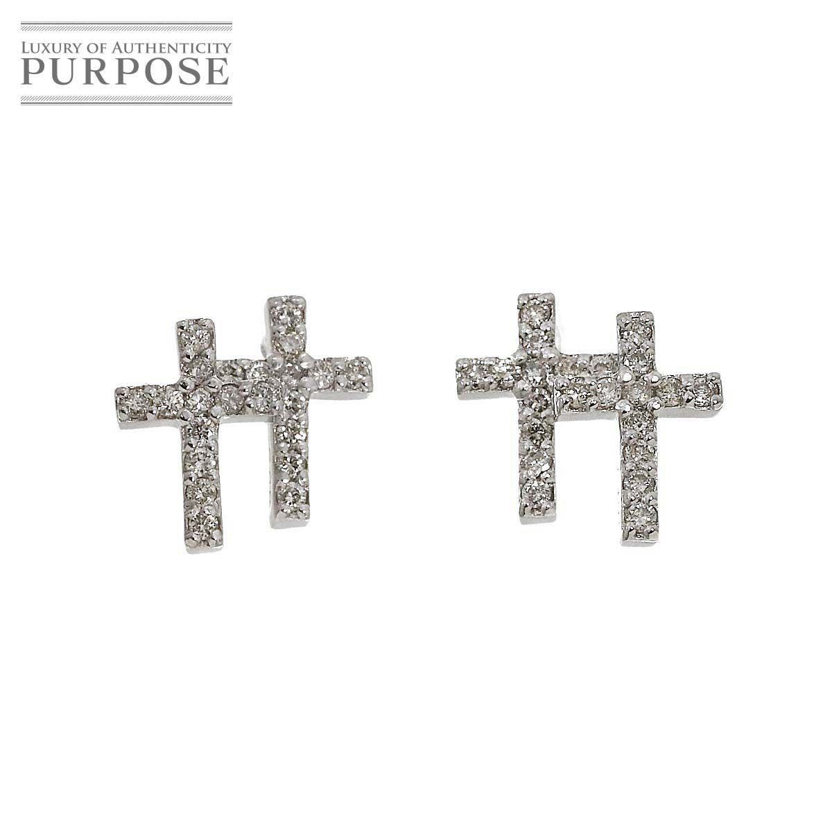 ダイヤ 0.06ctX4 ピアス K18 WG ホワイトゴールド 750 Diamond Earrings Pierced 90284379