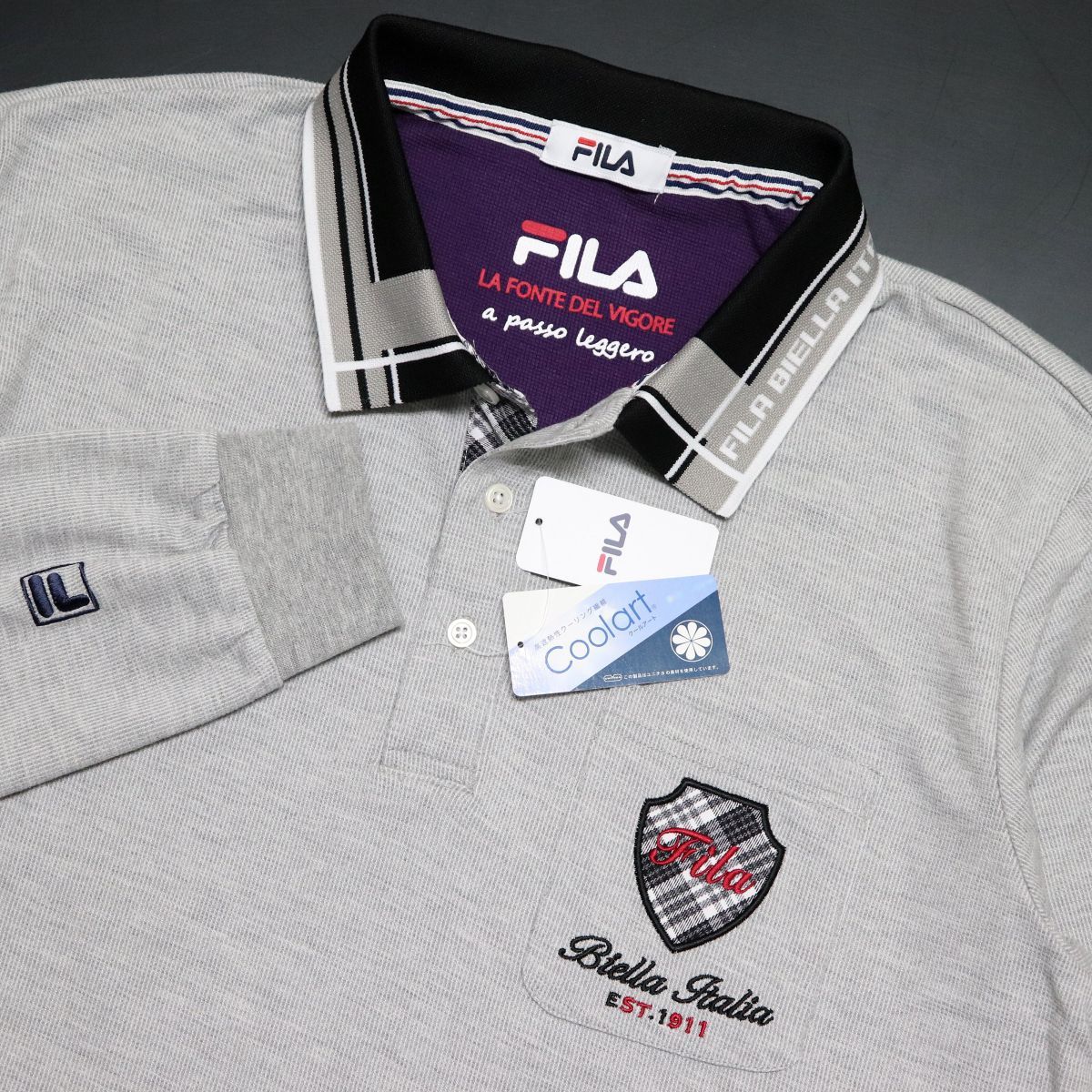 ☆フィラ FILA 新品 メンズ UVカット BIELLA ITALIA ロゴ刺繍 スポーツ