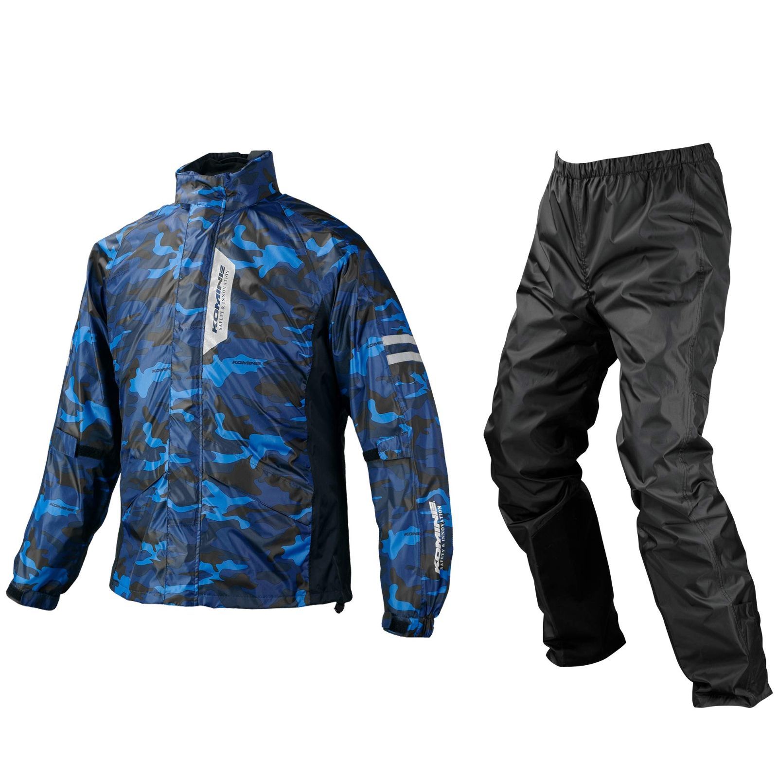 【即日発送】カッパ 防水 雨具 03-539 755 メンズ RK-539 Blue ブレスターレインウェアフィアート Camo バイク用 3XLB [KOMINE]