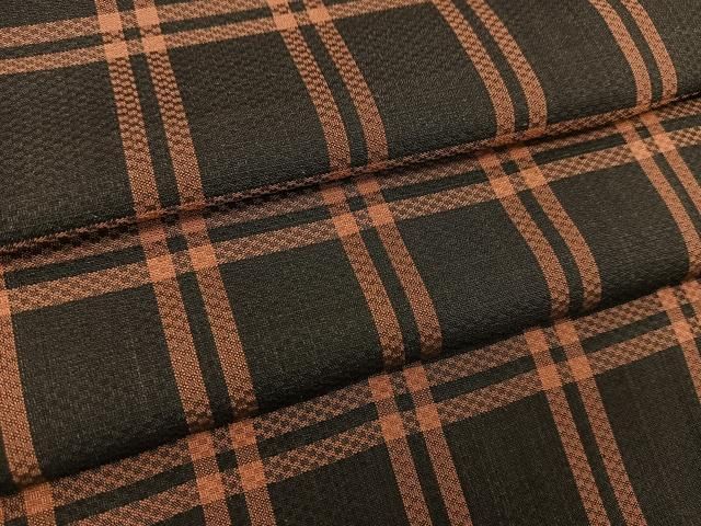 平和屋着物○黄八丈 紬 格子柄 黒地 正絹 逸品 未使用 BAAT0805yc  