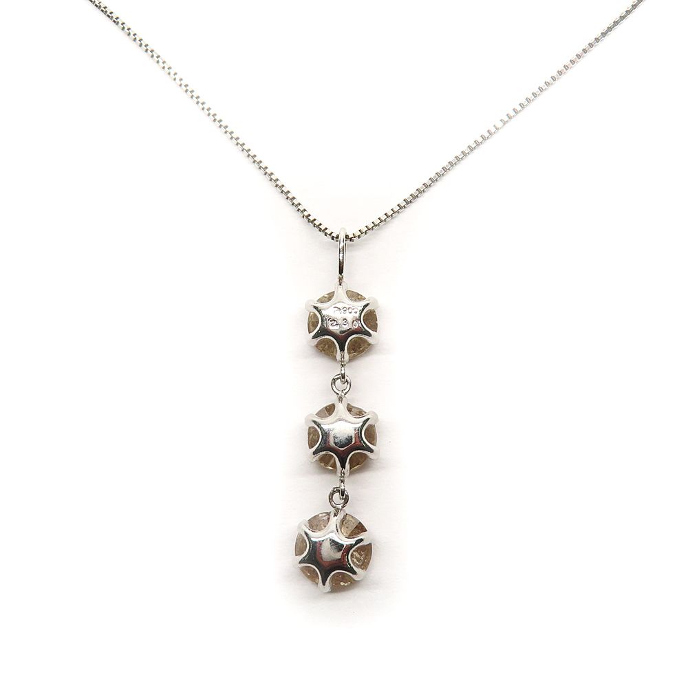 【名古屋】【JEWELRY】ネックレス Pt900/Pt850 トリロジー シャンパンカラー ダイヤモンド 2.30ct レディース