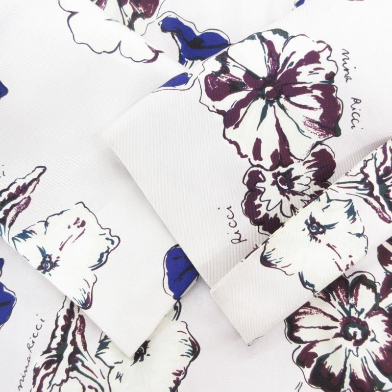 ニナリッチ NINA RICCI シルクシャツ ブラウス 長袖 カフス 花柄