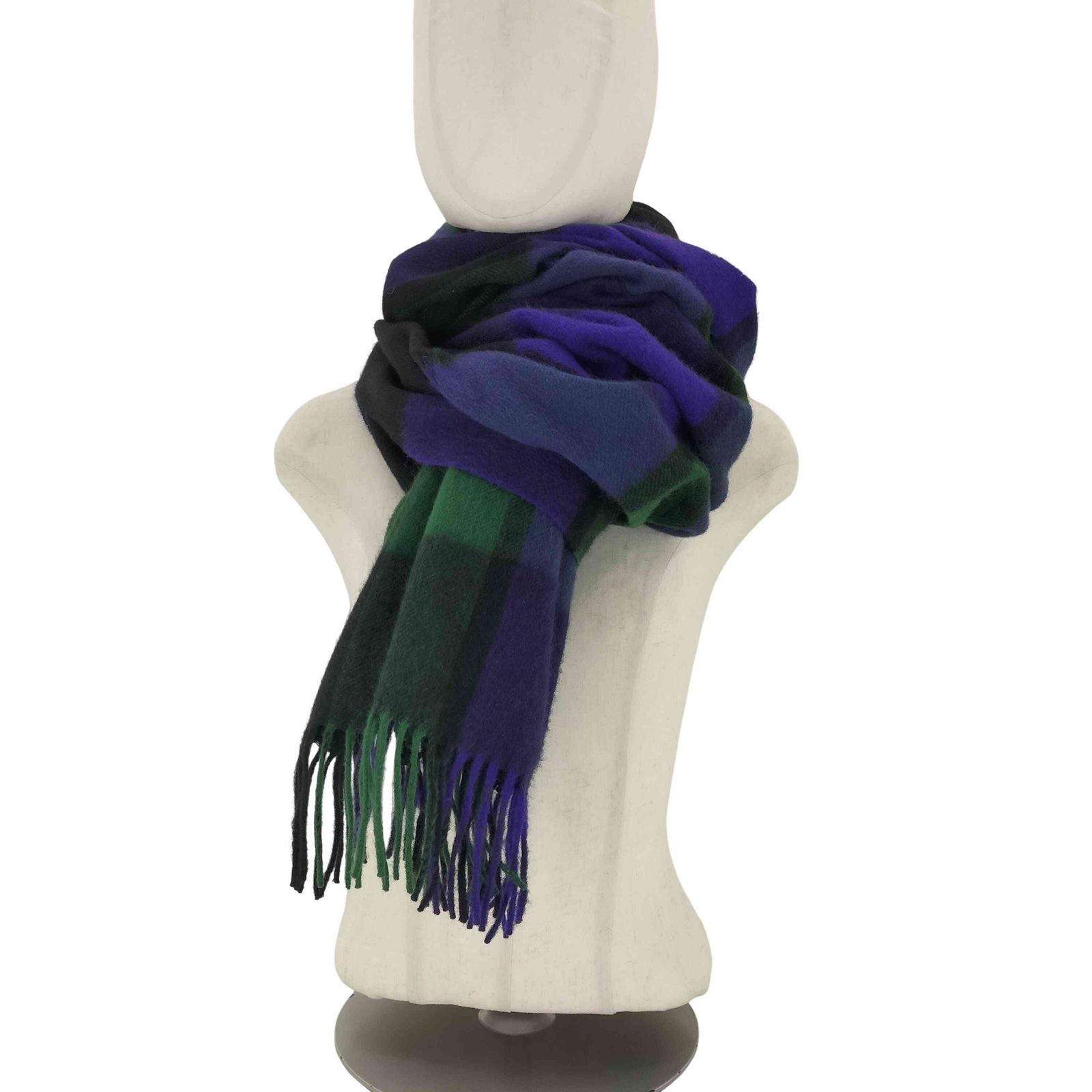 USED古着(ユーズドフルギ) joshua ellis 3カラーブロックチェック カシミアマフラー 大判 レディース 表記無 【中古】【ブランド古着バズストア】 ユーズドフルギ USED古着 joshua ellis 3カラーブロックチェック