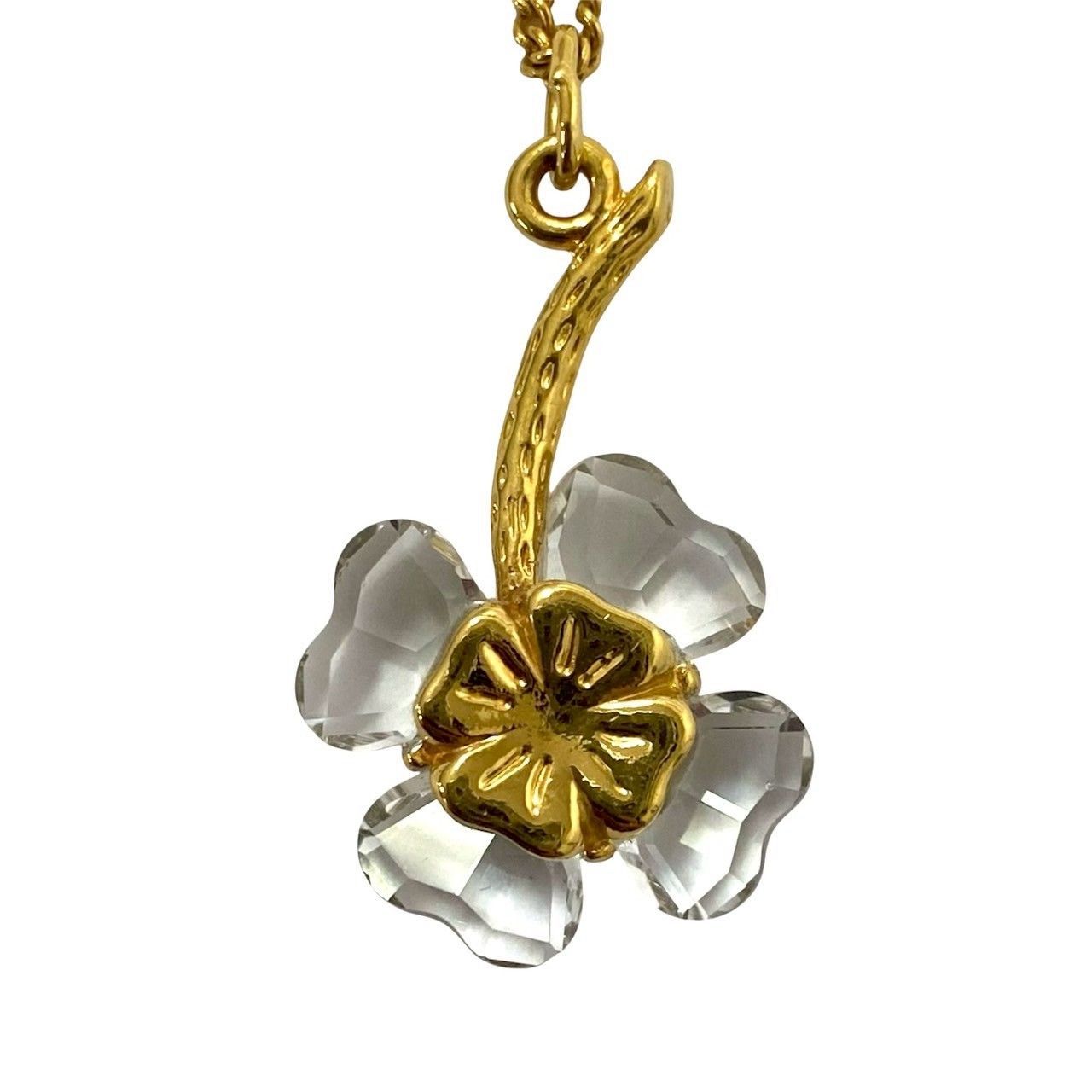 SWAROVSKI】クローバー ネックレス クリスタル ゴールド/金