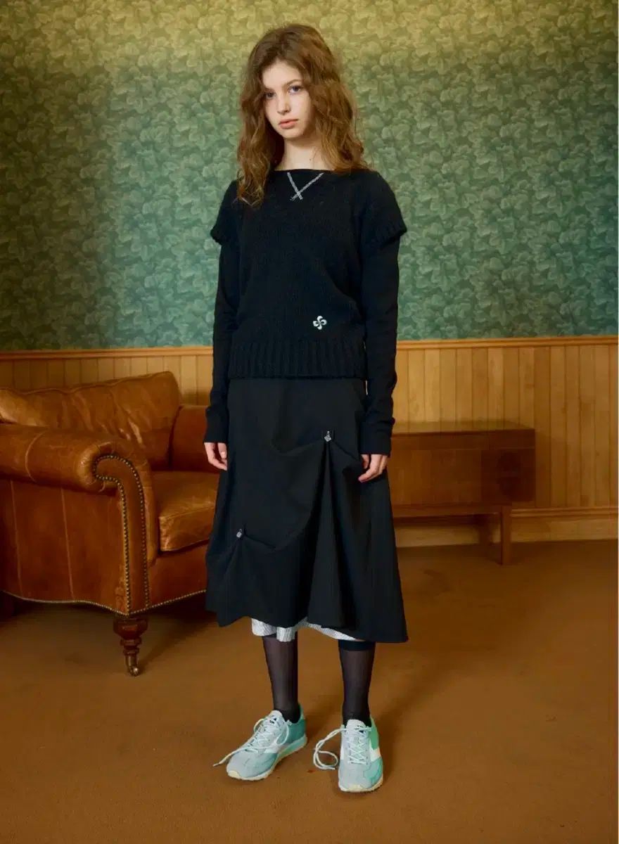 異端者 Heretic BUTTON FLARED SKIRT black