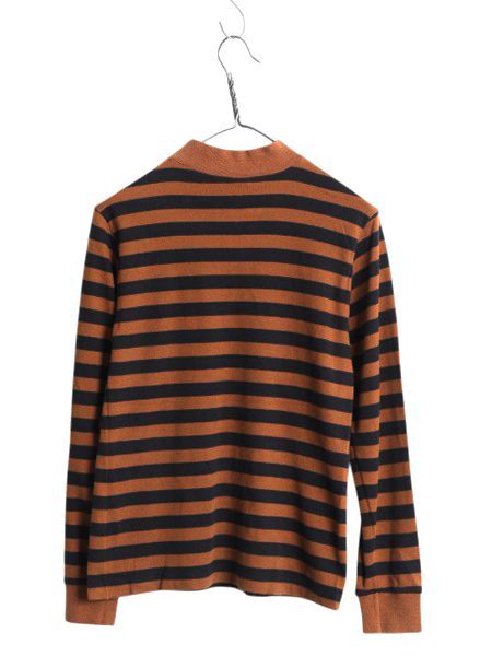 美品 90s USA製 ランズエンド モックネック ボーダー 長袖 Tシャツ お得なクーポン配布中!】 90s USA製 ランズエンド モックネック