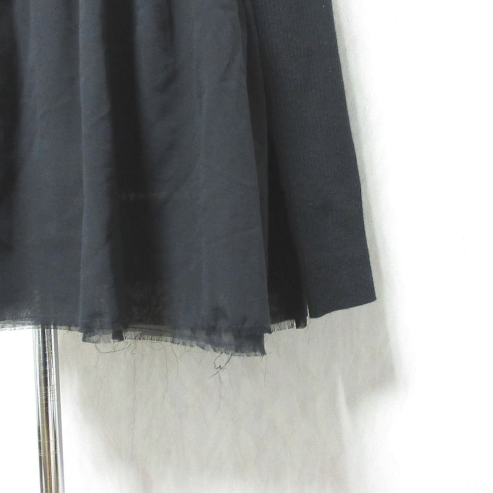 美品 KristenseN DU NORD クリステンセンドゥノルド カシミヤ ニットスリーブ ドッキング シルク フレアブラウス 1 ブラック レディース 古着 中古 USED 美品 KristenseN DU NORD クリステンセンドゥノルド カシミヤ