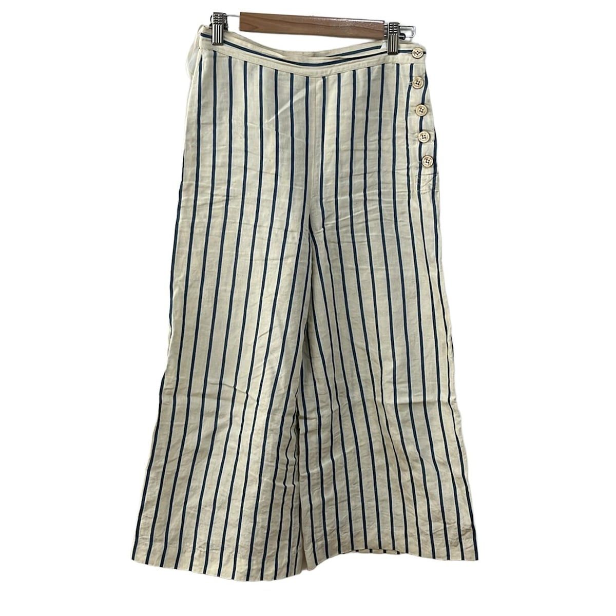 RalphLauren ラルフローレン パンツ サイズ4 S レディース - アイボリー×ネイビー ストライプ