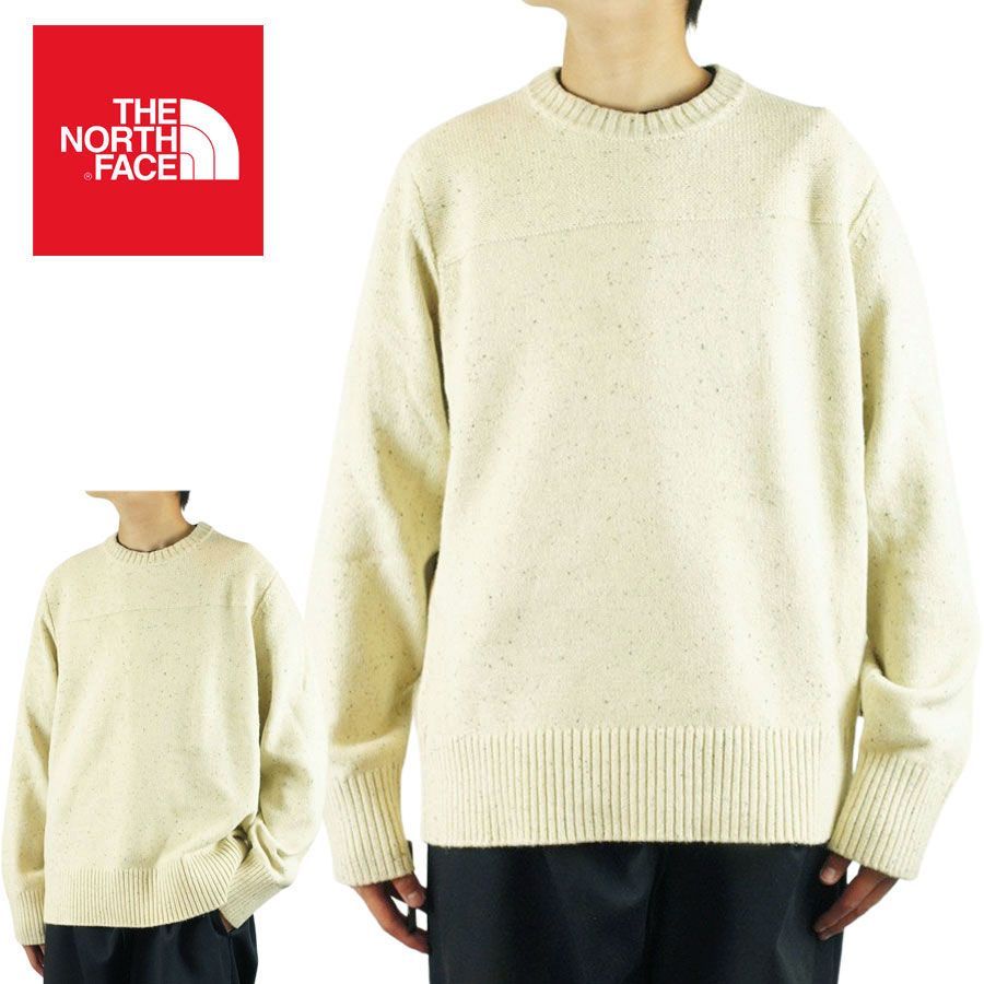 ノースフェイス USA企画 日本未発売 THE NORTH FACE メンズ ニット M CRESTIVIEW CREW クレストビュー クルー サンド オフホワイト クルーネック 白 ストリート