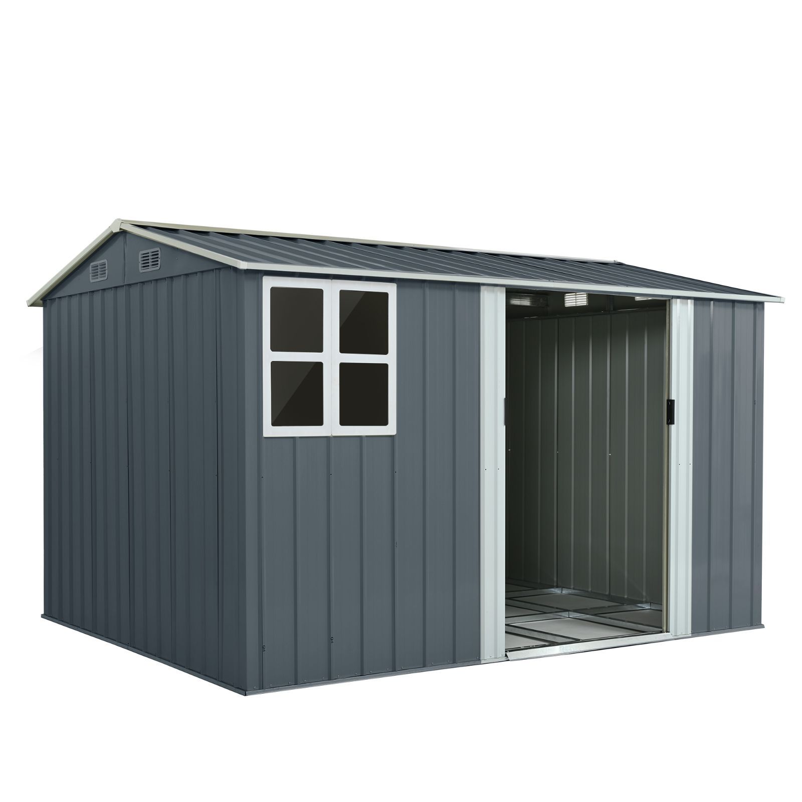 11 27再入荷予定 物置 屋外 スチール 倉庫 床材補強フレーム付き 幅290×奥行232×高さ195cm ブルーグレー