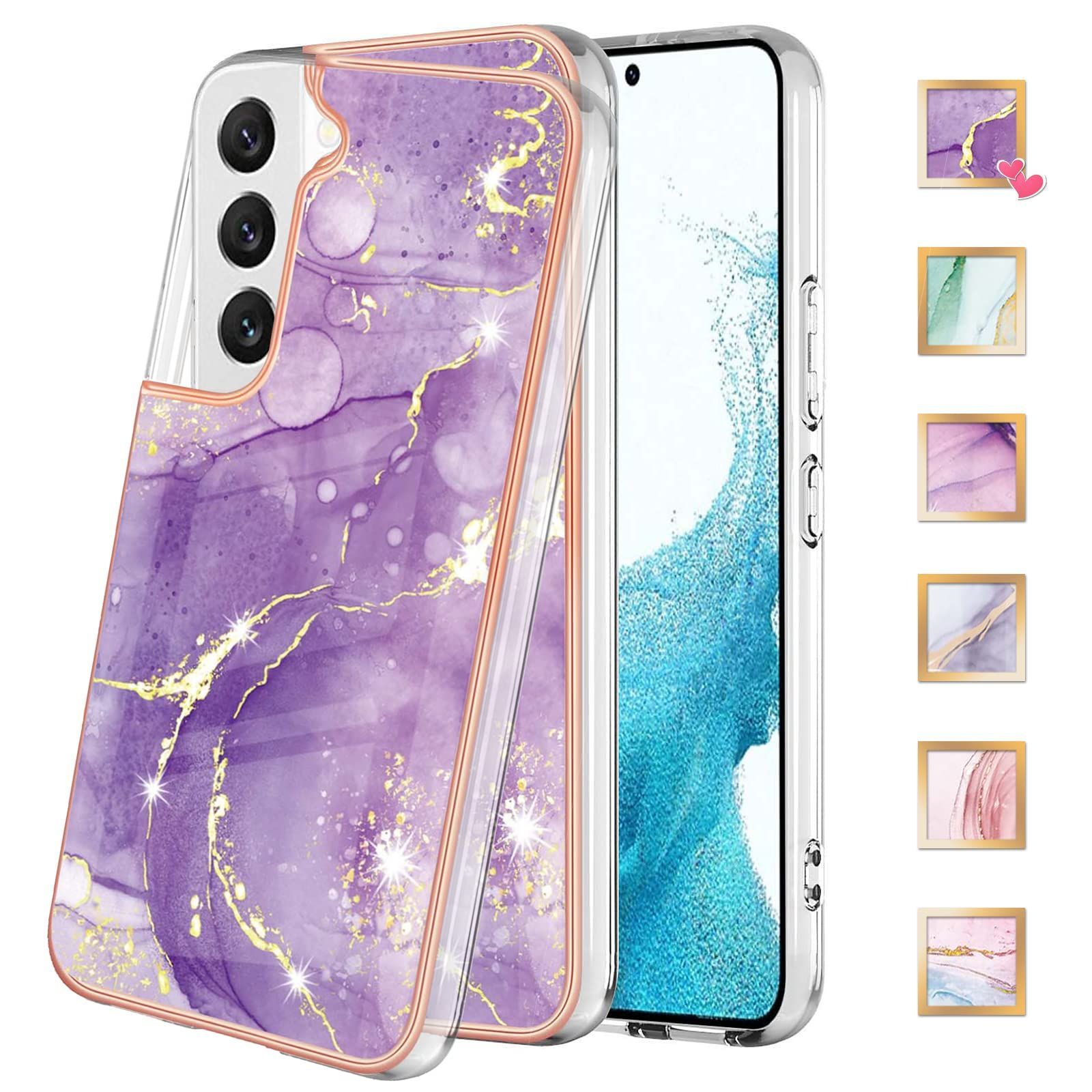 【新着商品】耐衝撃 軽量TPU ソフト 人気 カメラ保護 女性向けスマホケース 超薄型 指紋防止 メッキ加工 ストラップホール付き ワイヤレス充電 側面クリア マーブルデザイン Samsung おしゃれ 