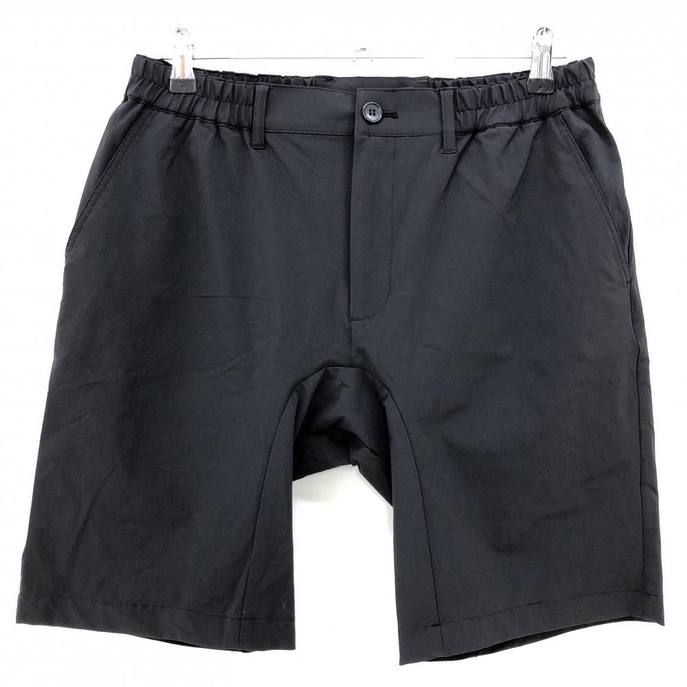 超美品】エスルド ハーフパンツ 黒 ロゴ白 ウエスト一部ゴム メンズ XL  