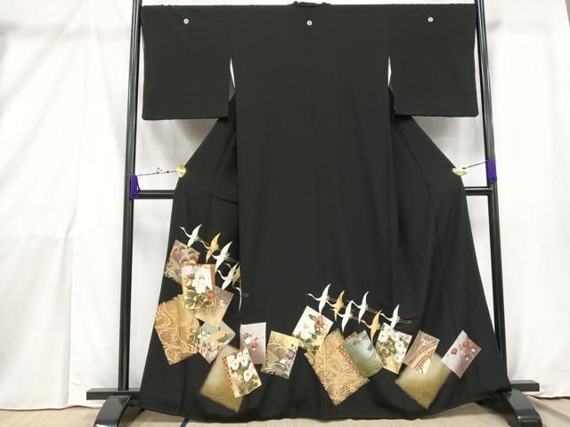 相良刺繍　金彩　絞り　梅花　桜花　山景　黒留袖　着物 014a p 相良刺繍 黒留袖 No.CA-2277-Sサイズのレンタル｜きもの365