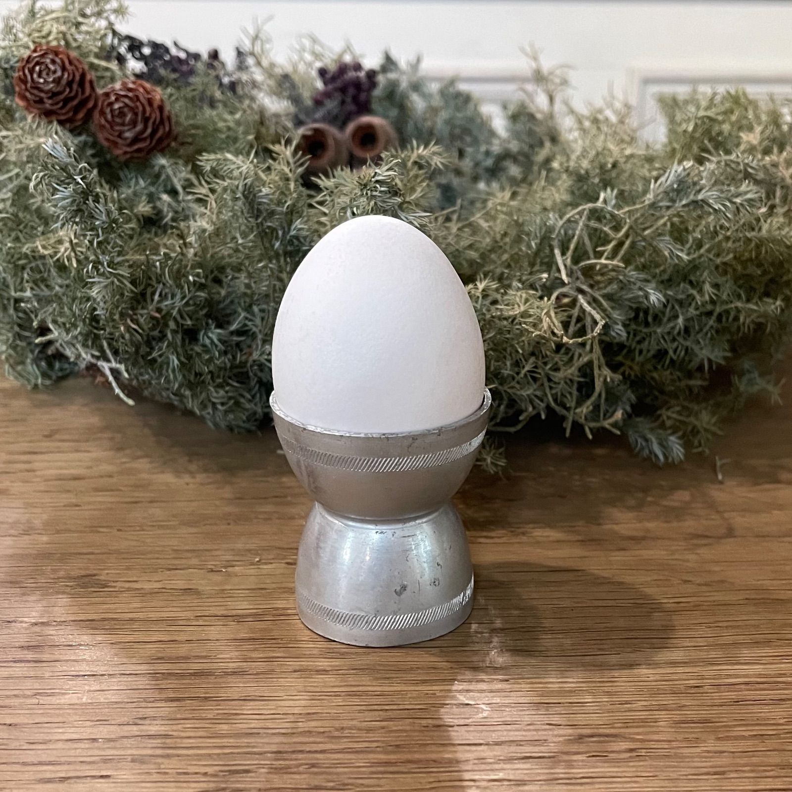 フランスアンティーク ヴィンテージ エッグスタンド モノグラム 骨董市 蚤の市 フランス アンティーク エッグスタンド ブルーグリーン