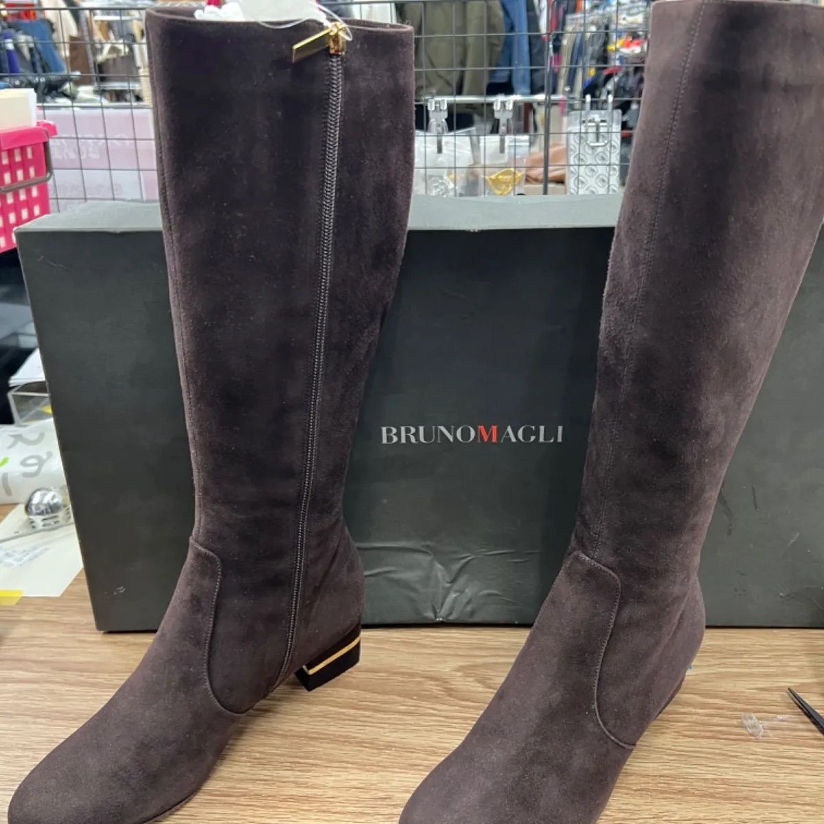 未使用品】BRUNOMAGLI ロングブーツ 24.5cm ブルーノマリ スエード 