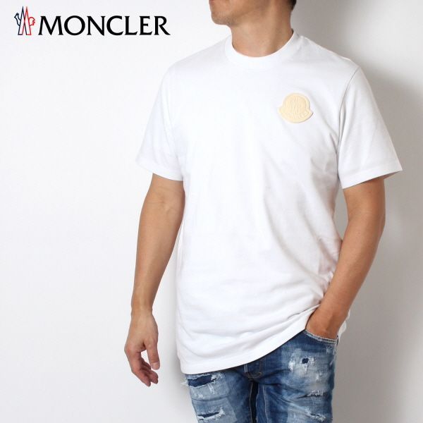 MONCLER Tシャツ MONCLER (モンクレール) フェルトロゴワッペン 無地 クルー