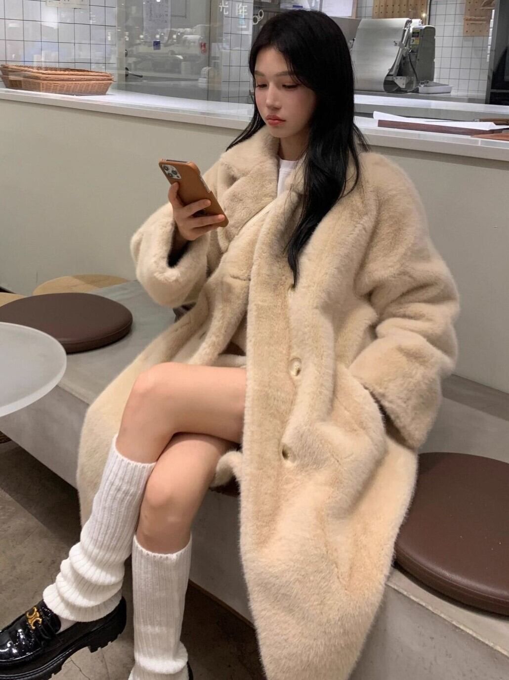 韓国♡着心地良い♪ボリュームファーコート おしゃれ ロング 毛皮 