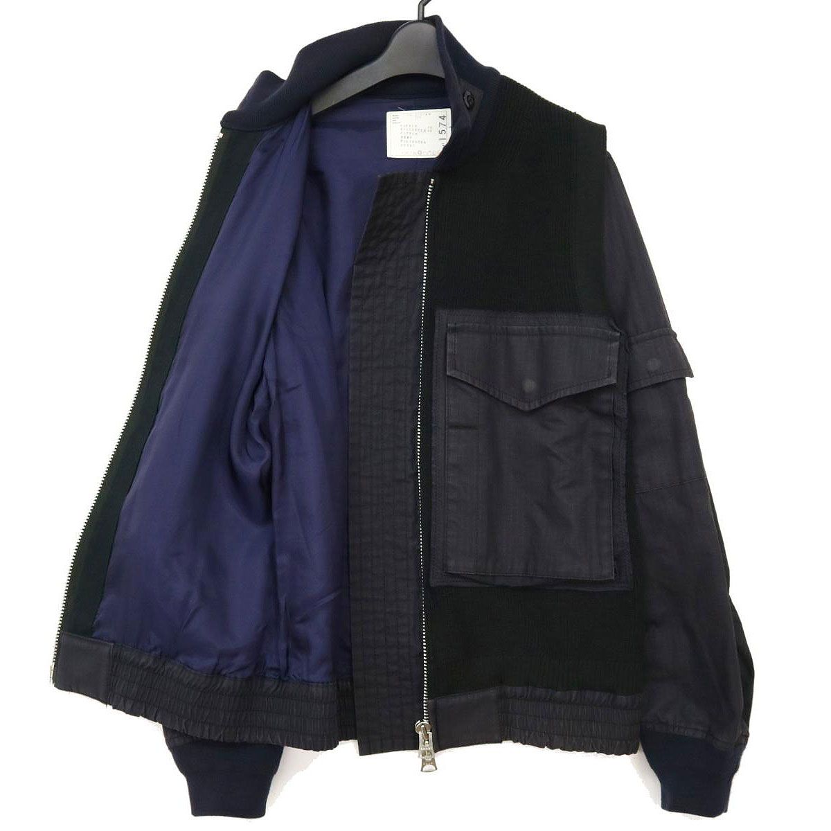 sacai Sport Knit Jacket スポーツ ニット ジャケット 18-01574M メンズ ネイビー ブラック  【アパレル・小物】