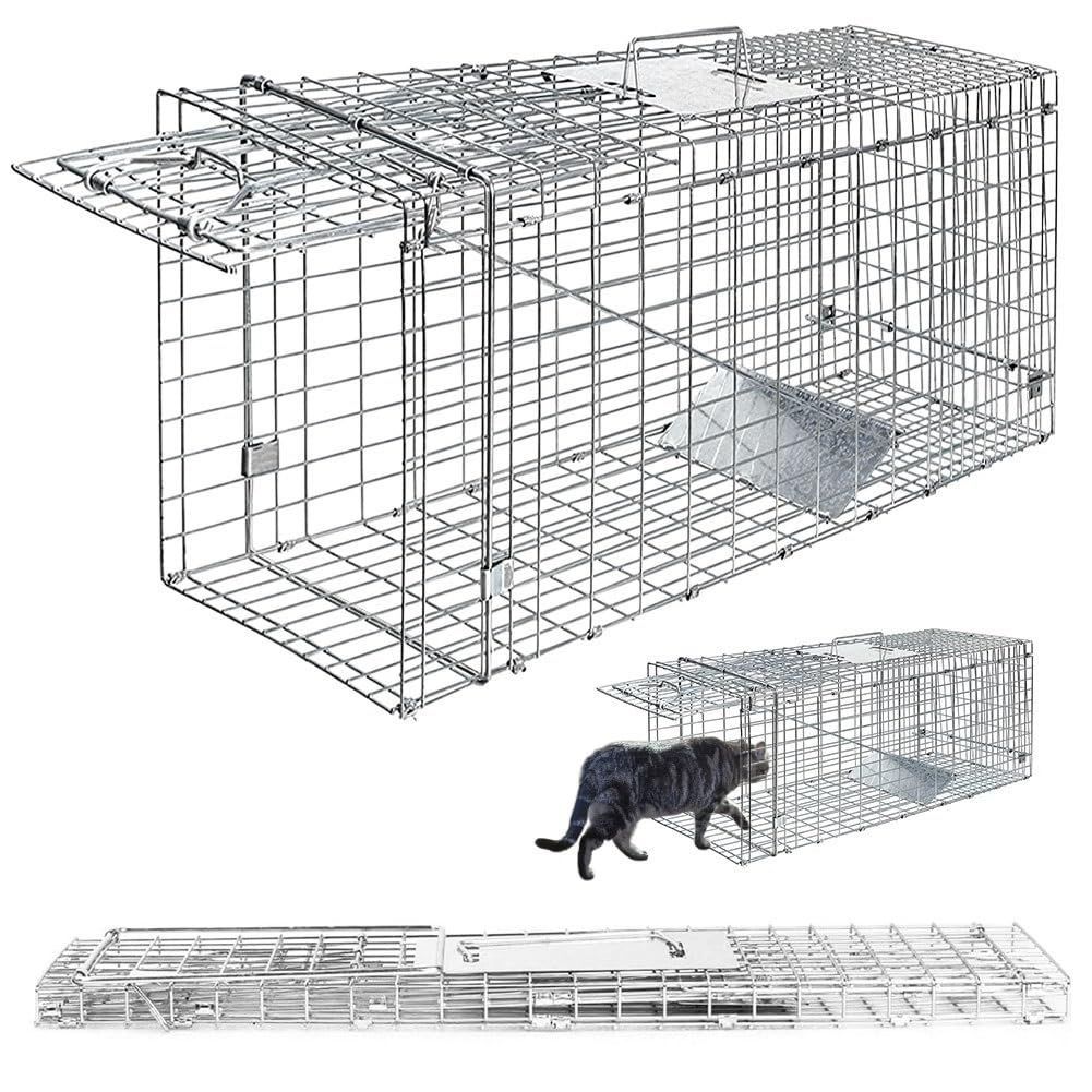 JZOOOZ 猫の保護器トラップ 野良猫 迷子猫 ネズミ捕獲器 小動物 保護 農業作物保護 踏み板式 捕虫器の サイズ 95x37x33cm
